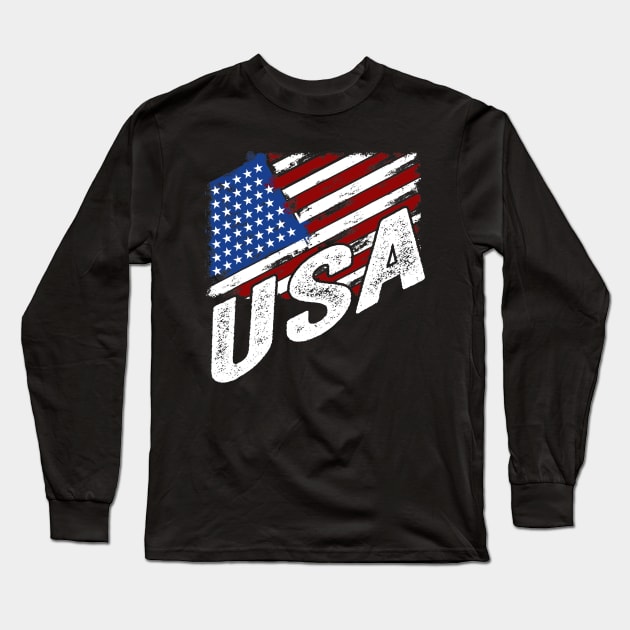 4th of July USA American Flag T-Shirt United States Gifts Long Sleeve T-Shirt by Fowlerbg